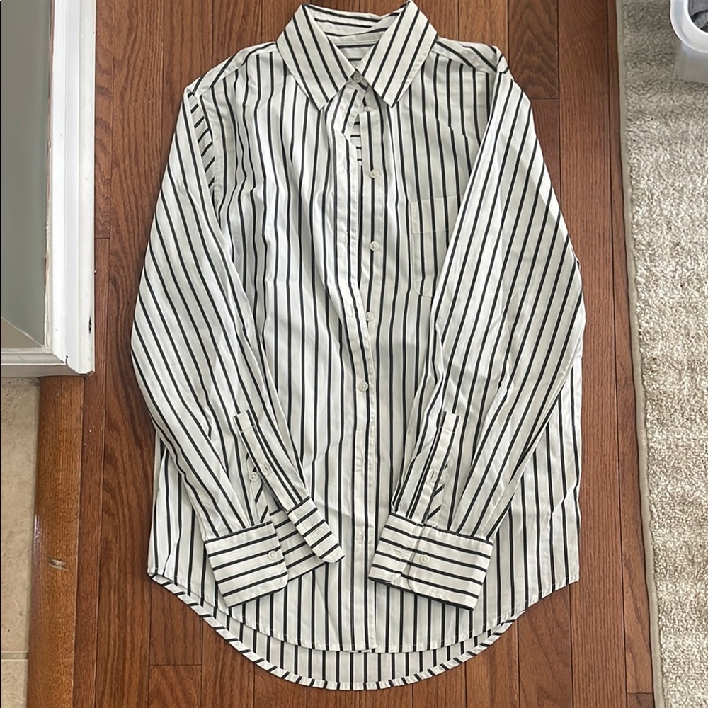 A New Day Black and White Striped Blouse